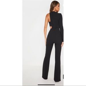 Black One Shoulder Flare Leg Jumpsuit size 0